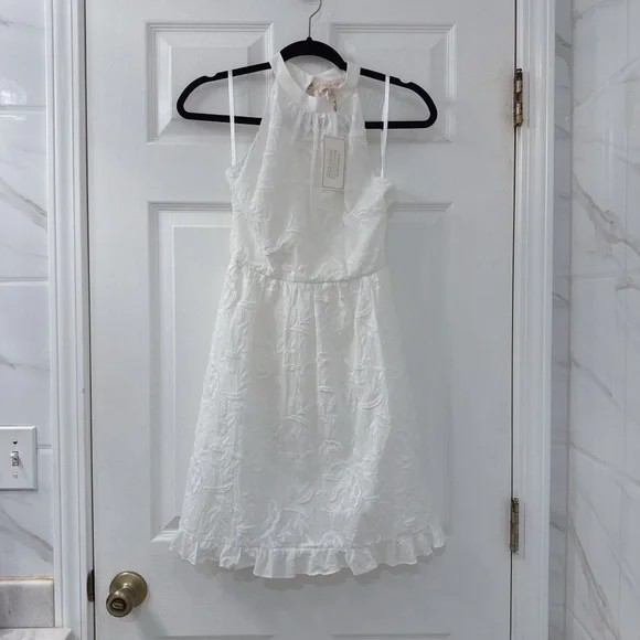 NWT Ted Baker Lorene Embroidered White Halter Dress - Picture 4 of 9